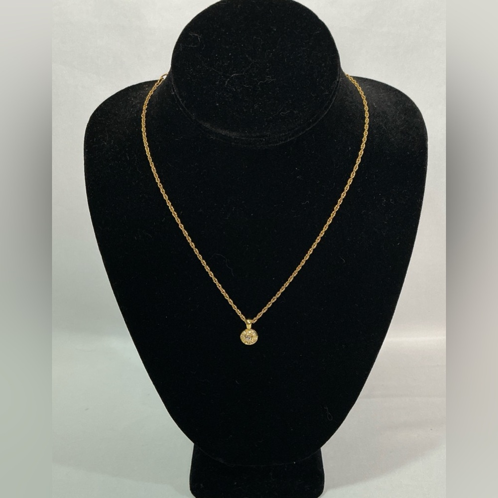 Vintage Nina Ricci Round Rhinestone Gold & Silver Pendant Necklace